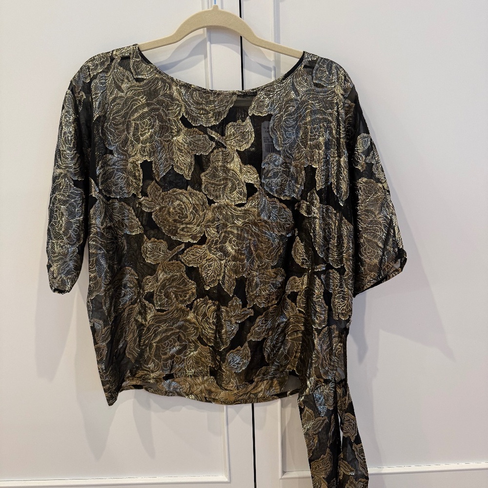 SCOTH & SODA GOLD LAME SHEER BLOUSE